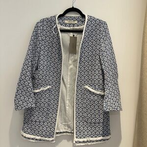 Zara Navy and White Textured Jacket